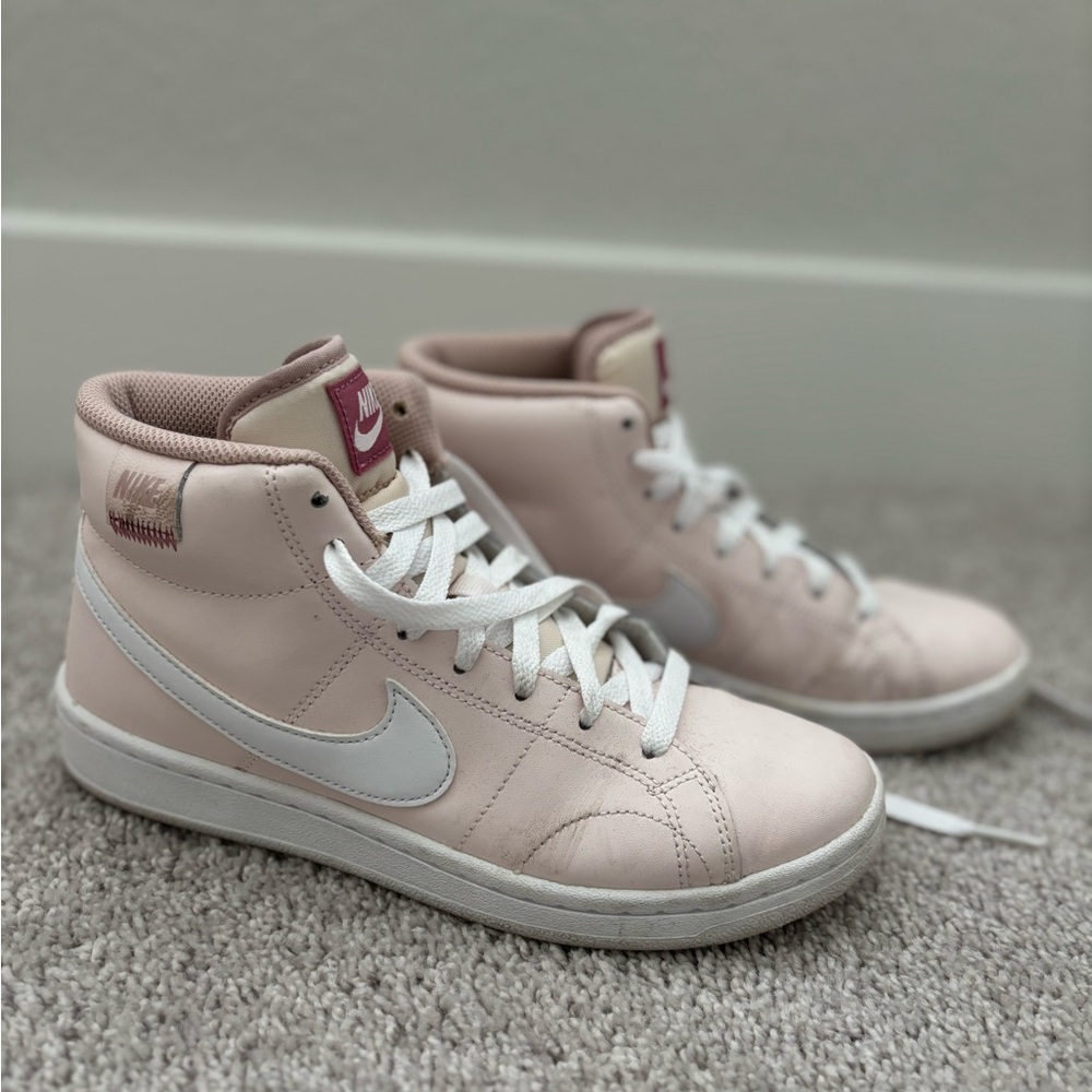 Nike Blush Pink High-Tops with White Swoosh